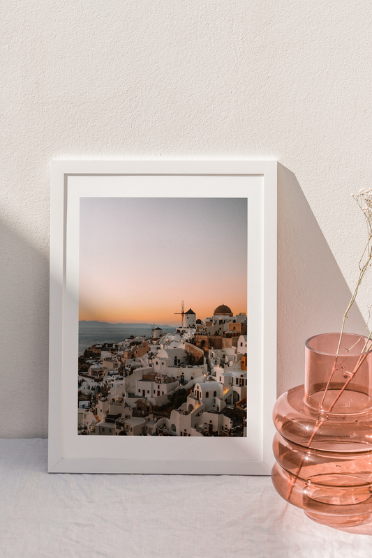 Sunset over Santorini, Greece | Colorful Wall Art Living Room