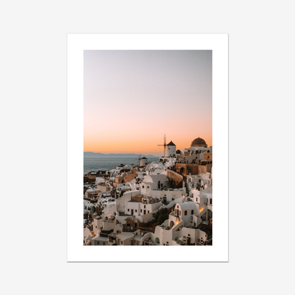 wall art summer for island travel themed wall art. Fine art collection, lustre print of Santorini sunset, greek sunset art
